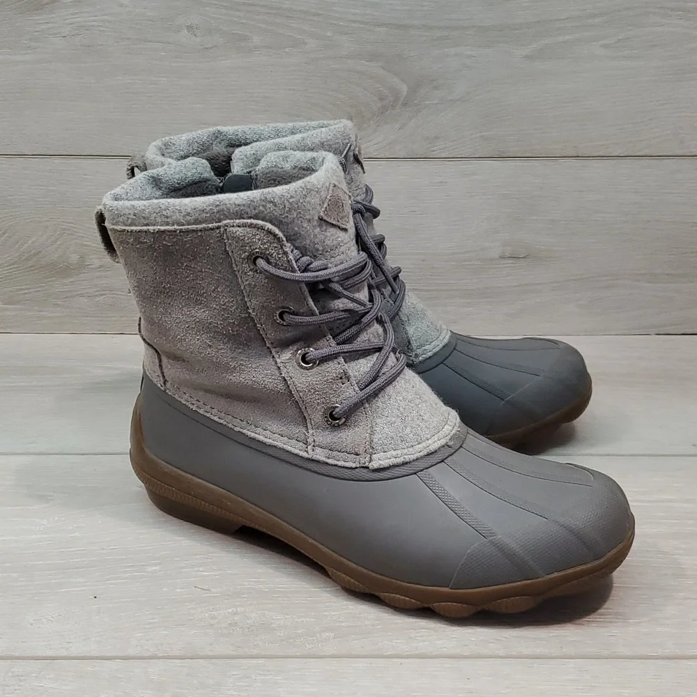Sperry Womens Top Sider Wool Saltwater Rubber Waterproof Boots shoes sz 6.5M